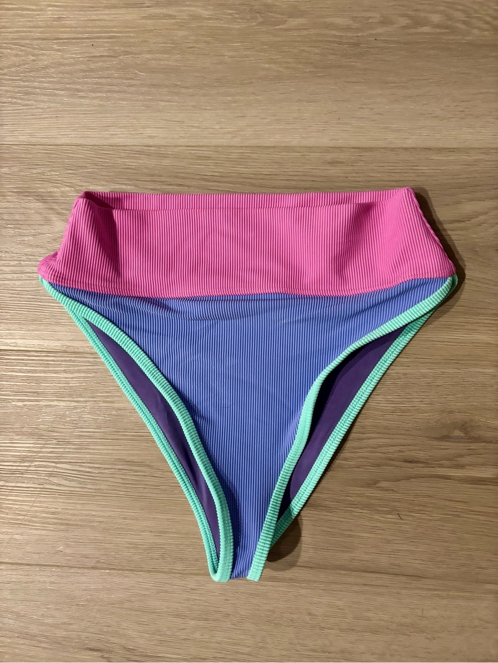 Beach Riot Ribbed Bikini Bottom High Rise EVA-EMMY Colorful MSRP $99 - Picture 2 of 4